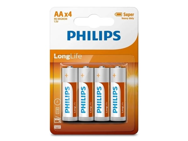Philips LongLife R6L4B - Batteri 4 x AA-type - Karbonsink