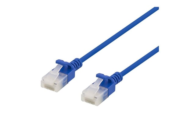 Deltaco U/UTP Cat6a laitekaapeli, ohut, läpimitta 3,5mm, 1m, sininen, 1 m, Cat6a, U/UTP (UTP), RJ-45, RJ-45, Sininen