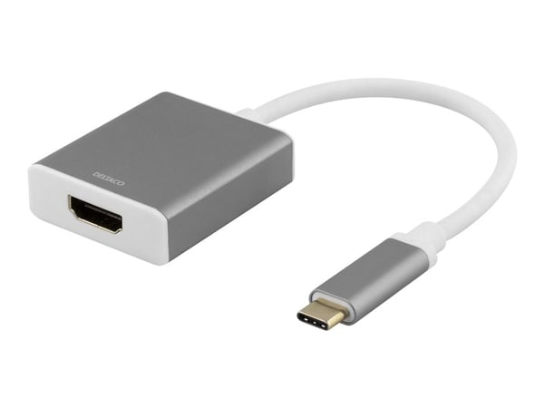 DELTACO USBC-HDMI9 - HDMI-adapter - 24 pin USB-C hann til HDMI hunn - 20 cm - romgrå - 4K-støtte