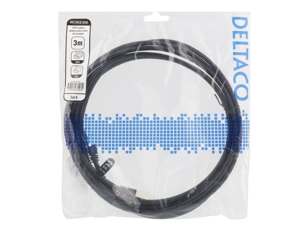 DELTACO - Koblingskabel - RJ-45 (hann) til RJ-45 (hann) - 3 m - SFTP - CAT 6 - formstøpt, innendørs/utendørs - svart