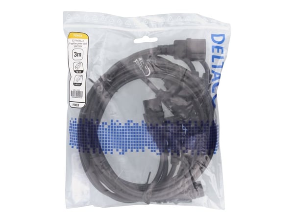DELTACO - Strömdelare - IEC 60320 C14 till power IEC 60320 C13 - 250 V - 10 A - 3 m - svart