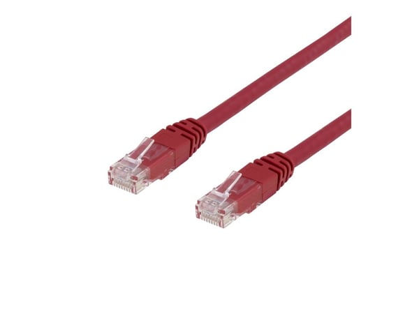 DELTACO - Krysskabel - RJ-45 (hann) til RJ-45 (hann) - 1 m - UTP - CAT 6 - flertrådet - rød