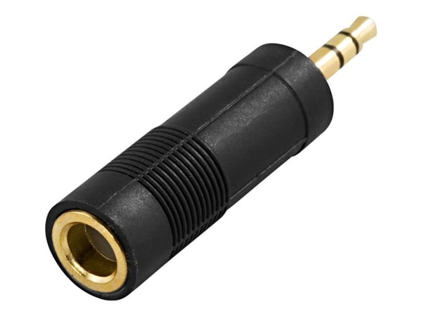 DELTACO - Lyd adapter - mini-phone stereo 3.5 mm han til stereostik hun - sortti