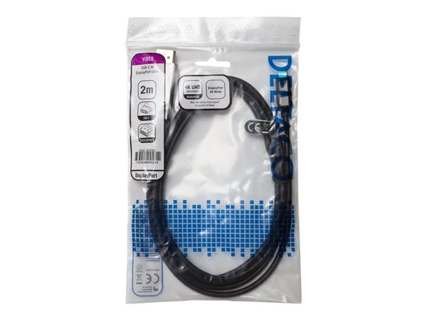 DELTACO USBC-DP200 - DisplayPort-kabel - 24 pin USB-C (hann) til DisplayPort (hann) - 2 m - 4K-støtte - svart
