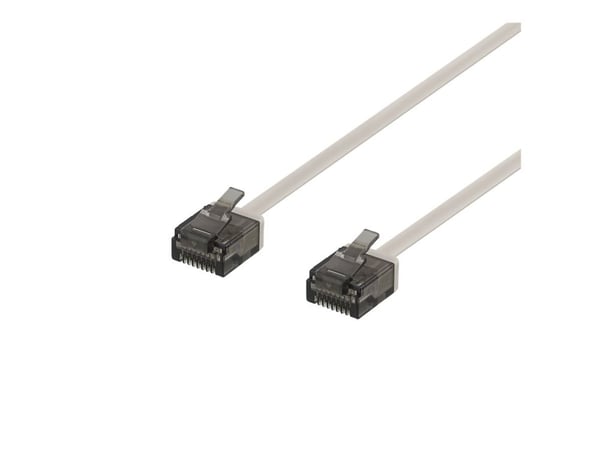 DELTACO - Koblingskabel - RJ-45 (hann) til RJ-45 (hann) - 1.5 m - UTP - CAT 6a - halogenfri, formstøpt, flat - grå