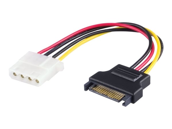 Deltaco Virta-adapteri kiintolevyille, 4-pin Sarja ATA virtaliitokseen, 0,3 m, Molex (4-pin), SATA 15-pinninen