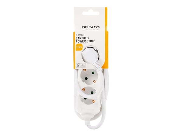 DELTACO GT-0303 - Förlängningskabel för ström - power CEE 7/7 (hane) till power CEE 7/3 (hona) - 1.5 m - vit