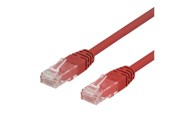 DELTACO TP-603R - Koblingskabel - RJ-45 (hann) til RJ-45 (hann) - 30 cm - UTP - CAT 6 - formstøpt - rød