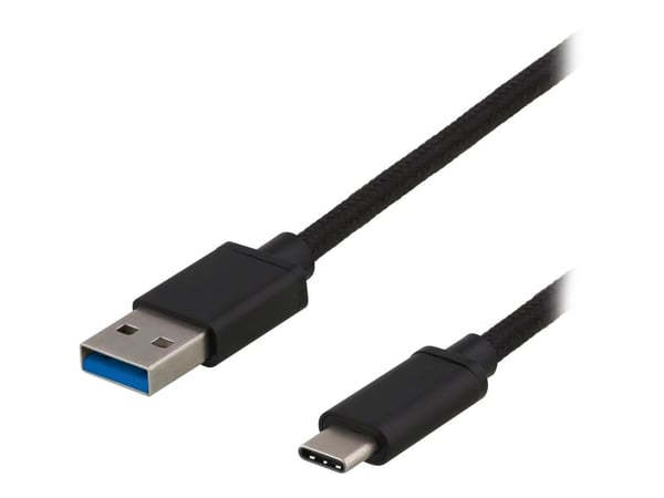 DELTACO - USB-kabel - USB-type A (hann) til USB-C (hann) - USB 3.1 Gen 1 - 3 A - 1 m - svart