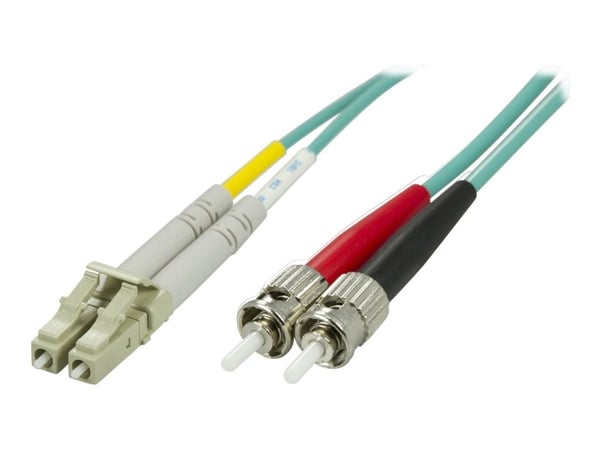 DELTACO - Nettverkskabel - LC multimodus (hann) til ST flermodus (hann) - 1 m - 1 m - fiberoptisk - 50 / 125 mikroner - OM3 - turkis