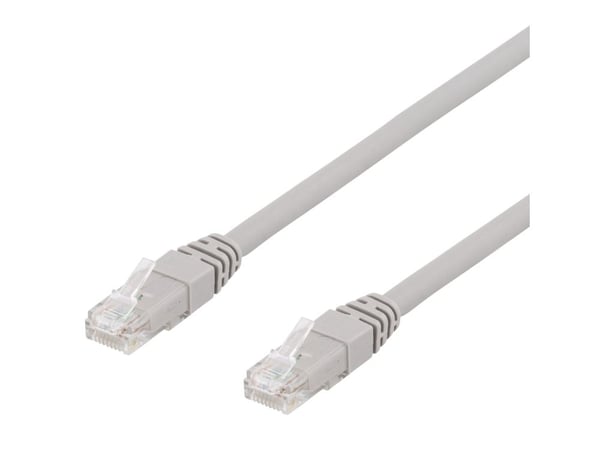DELTACO TP-615AU - Liitäntäkaapeli - RJ-45 (uros) RJ-45 (uros) - 15 m - UTP - CAT 6a - halogeeniton, muotoiltu, solmuton - harmaa - harmaa
