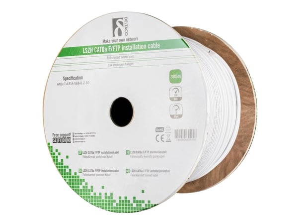 DELTACO TP-51C - Samlet kabel - 305 m - F/FTP - CAT 6a - halogenfri - hvit
