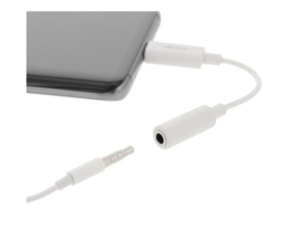 DELTACO USBC-1145 - USB-C til hodetelefons-jakkadapter - USB-C hann til 4-polsminijakk hunn - 11 cm - hvit - aktiv