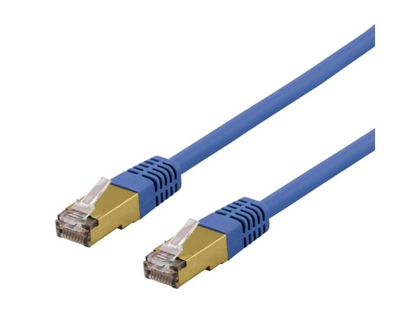 DELTACO SFTP-60BAH - Patch-kaapeli - RJ-45 (uros) - RJ-45 (uros) - 50 cm - SFTP - CAT 6a - halogeeniton, muotoiltu - sininen