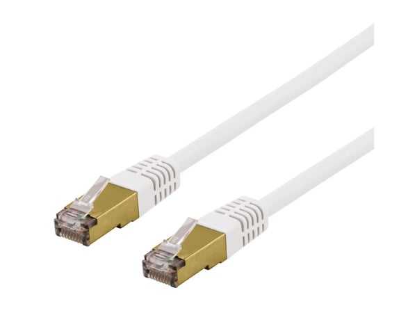 DELTACO SFTP-67VAH - Koblingskabel - RJ-45 (hann) til RJ-45 (hann) - SFTP - CAT 6a - halogenfri, formstøpt - hvit