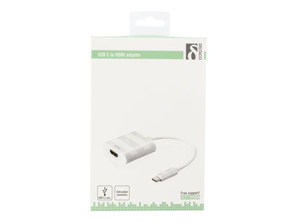 DELTACO USBC-HDMI1 - Extern videoadapter - USB-C 3.1 - HDMI - vit