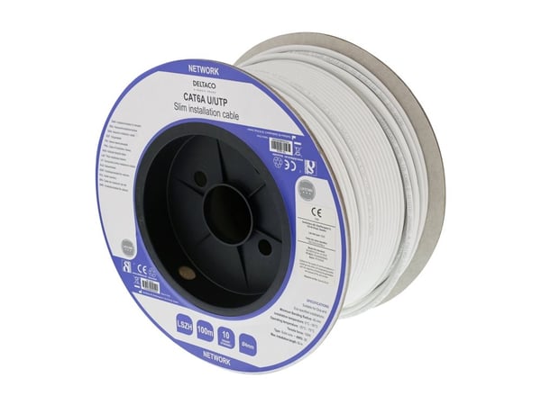 DELTACO - Bulkkabel - 100 m - UTP - CAT 6a - halogenfri, solid - vit