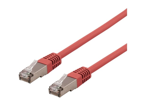 DELTACO SFTP-611RAH - Koblingskabel - RJ-45 (hann) til RJ-45 (hann) - SFTP - CAT 6a - halogenfri, formstøpt - rød