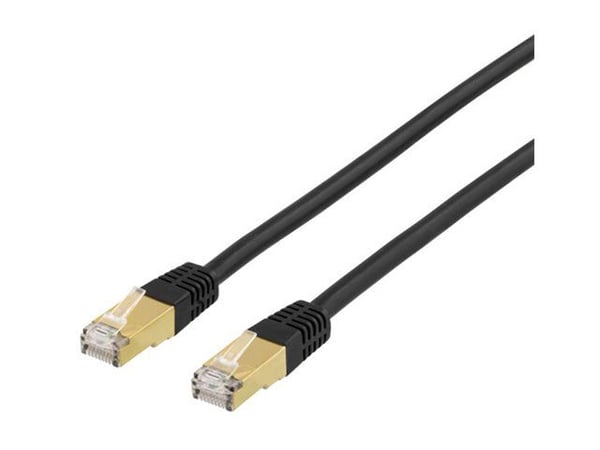 DELTACO STP-715S - Koppeledning - RJ-45 (hann) til RJ-45 (hann) - 15 m - SFTP - CAT 7 - halogenfri, formet - svart