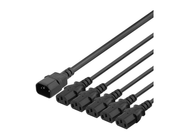 DELTACO - Strömdelare - IEC 60320 C14 till power IEC 60320 C13 - 250 V - 10 A - 3 m - svart