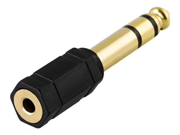 DELTACO - Audioadapter - mini-phone stereo 3.5 mm hunn til stereojakk hann - svart