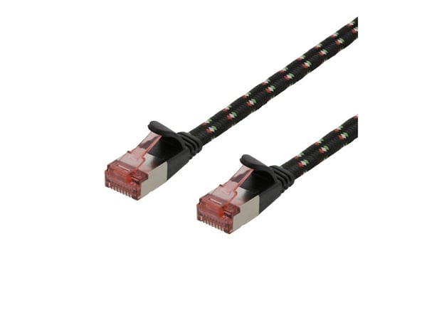 DELTACO - Patchkabel - RJ-45 (han) til RJ-45 (han) - 1 m - U/FTP - CAT 6a - strenget, flad - lajitelma - lajittelu