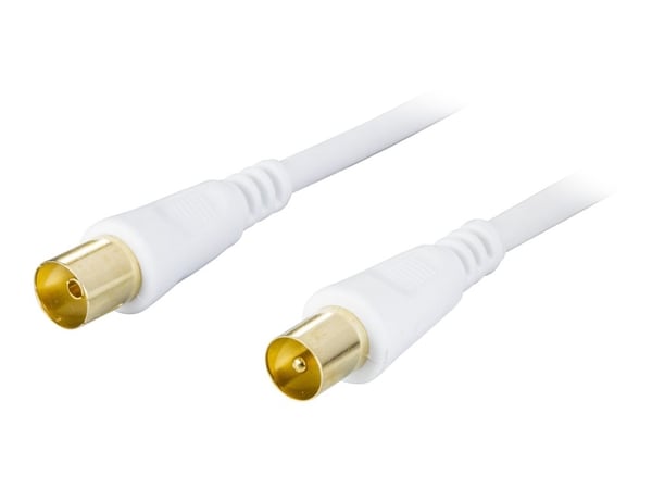 Deltaco Antenna cable 100Hz 3m, ferrite cores, 3 m, Antenni, IEC, IEC, Valkoinen