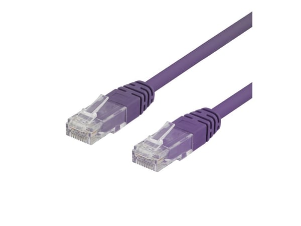 DELTACO - Koblingskabel - RJ-45 (hann) til RJ-45 (hann) - 30 cm - UTP - CAT 6 - formstøpt - purpur
