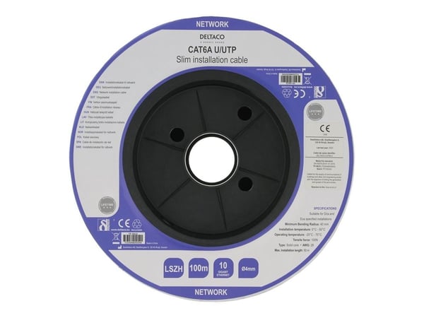DELTACO - Bulkkabel - 100 m - UTP - CAT 6a - halogenfri, solid - vit