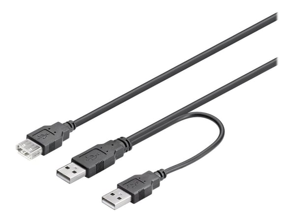 DELTACO USB2-16 - USB-kaapeli - USB (naaras) - USB (uros) - 30 cm