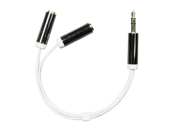 DELTACO AUD-206 - Audio splitter - stereo mini jack (hun) til stereo mini jack (hann) - 10 cm - hvit