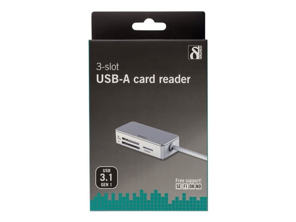 DELTACO UCR-147 - Kortleser (MS PRO, MS PRO Duo, TransFlash, SDHC, microSDHC) - USB 3.0