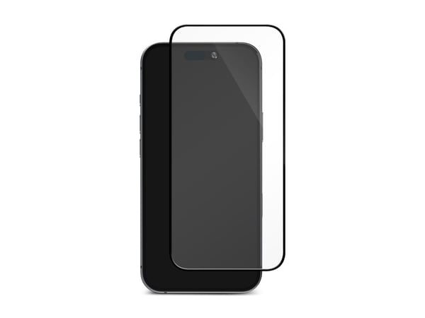 DELTACO - Skjermbeskyttelse for mobiltelefon - hel dekning - 2.5D - glass - rammefarge svart - for Apple iPhone 15 Plus, 16 Plus