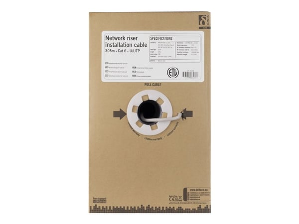 DELTACO TP-48NR - Samlet kabel - 305 m - UTP - CAT 6 - hvit