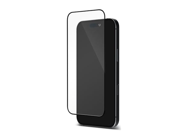 DELTACO - Skjermbeskyttelse for mobiltelefon - hel dekning - 2.5D - glass - rammefarge svart - for Apple iPhone 15 Plus, 16 Plus