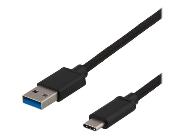 DELTACO - USB-adapter - USB-C (hann) til USB-type A (hann) - USB 3.1 Gen 1 - 3 A - 25 cm - svart