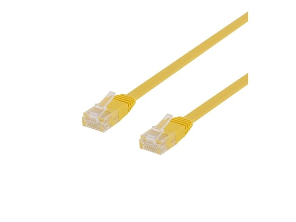 DELTACO - Koblingskabel - RJ-45 (hann) til RJ-45 (hann) - 30 cm - UTP - CAT 6 - flat - gul