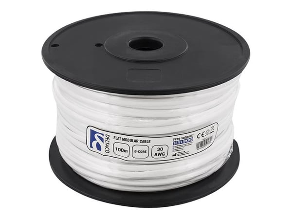 Deltaco MD-15, 100 m, Valkoinen, Polyvinyylikloridi (PVC)