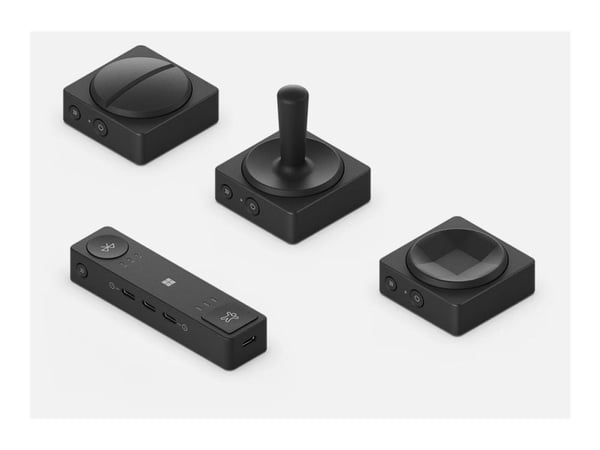 Microsoft Adaptive D-pad -painike, näppäimistö, Bluetooth/USB, musta, Microsoft Adaptive Hub, akku, sisäänrakennettu