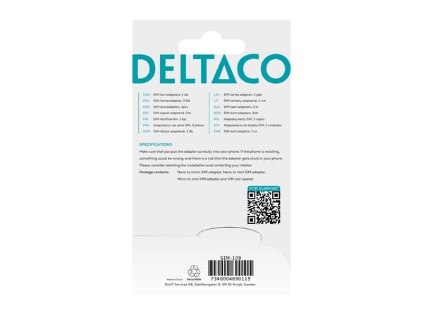 DELTACO SIM-109 - Adaptersett for SIM-kort