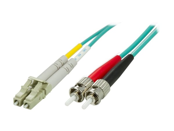 DELTACO - Nettverkskabel - LC multimodus (hann) til ST flermodus (hann) - 2 m - 2 m - fiberoptisk - 50 / 125 mikroner - OM3 - turkis