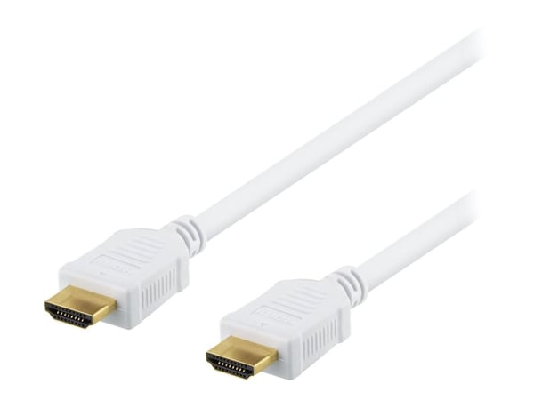 DELTACO HDMI-1030AD - HDMI-kabel med Ethernet - HDMI hann til HDMI hann - 3 m - hvit