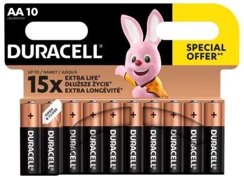 Duracell alkaliparisto, AA (LR6), AA, 1.5V, Duracell, läpipainopakkaus, 10-pack, 42308, Basic
