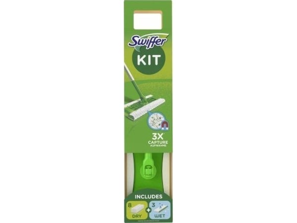 Swiffer startsett gulvmopp, tørre-/våte kluter, skaft med fleksibelt dreiehode