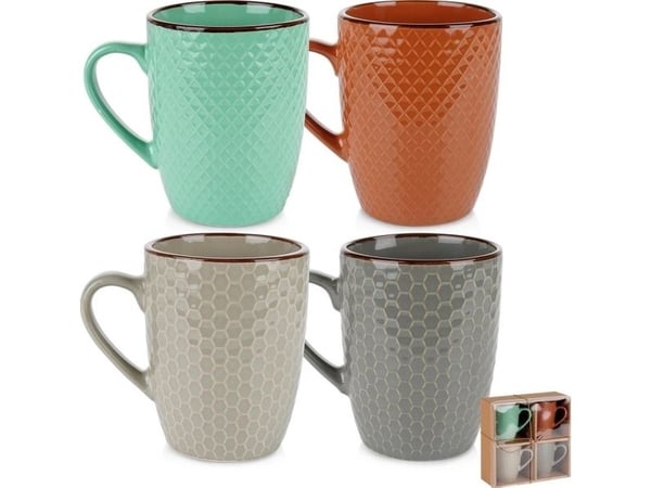 Krus i keramikk 400 ml, 4 stk.