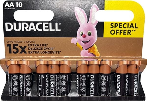 Duracell alkaliskt batteri AA (LR6) 1,5V blister 10-pack 42308 Basic