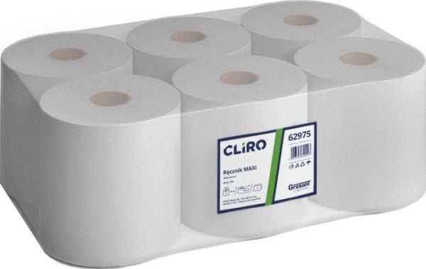 Cliro maxi papirhåndkle på rull, 2-lags, makulatur, 6 ruller – 75% hvithet