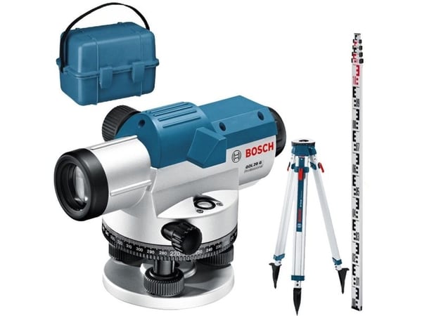 Bosch GOL 20 G + GR 500 + BT 160, 100 m, 1,6 mm/m, 360°, Horisontal, Linjevater, Sort, Blå, Sølv