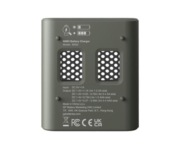 GP Batteries ReCyko+ M452, Nikkelmetallhydrid (NiMH), AA, 4 stykker, Batterier medfølger