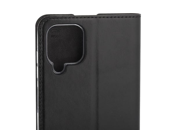 Wave BookCase -suojakotelo, Samsung Galaxy A12, musta